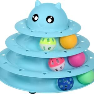 Christmas Cat Toy Roller 3-Level Turntable Cat Toy Balls with Six Colorful Balls Interactive Kitten Fun Mental Physical Exercise Puzzle Toys.