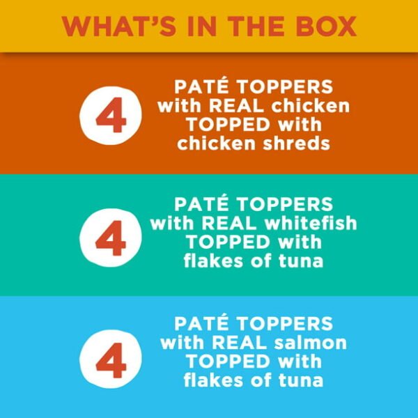Meow Mix Pate Toppers Seafood & Poultry Variety Pack Wet Cat Food, 12 Cups - Image 2