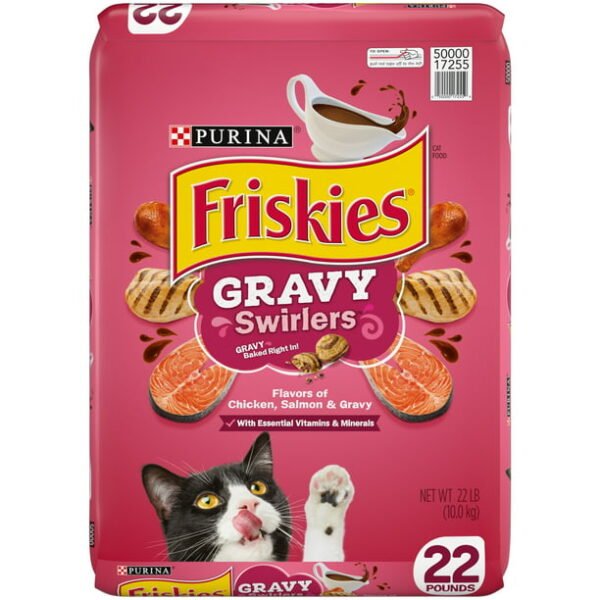 Friskies Gravy Swirlers Chicken & Salmon Dry Cat Food, 22 lb Bag - Image 4